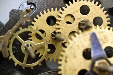 Eski saat içinde cogwheels. Makro