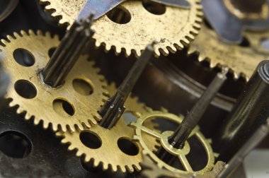 Eski saat içinde cogwheels. Makro