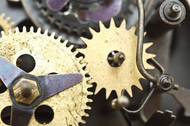 Eski saat içinde cogwheels. Makro