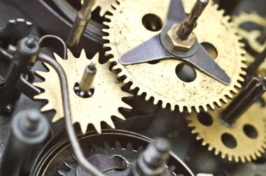 Eski saat içinde cogwheels. Makro