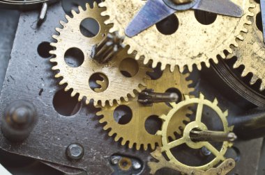 Eski saat içinde cogwheels. Makro