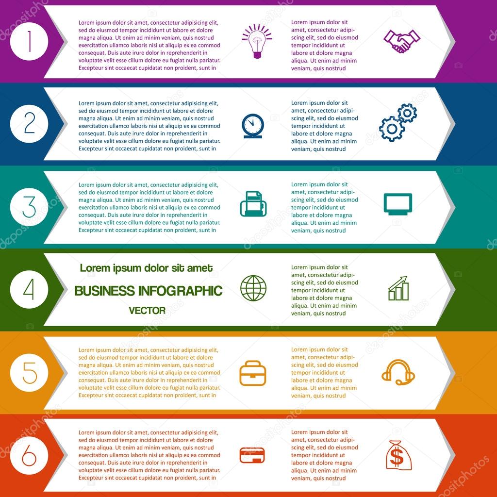 Infographic arrows template six positions