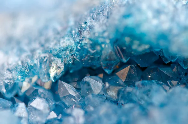 蓝色水晶玛瑙 Sio2。宏观 — 图库照片