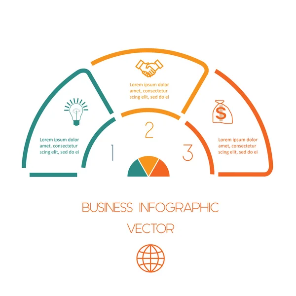 Linky Polokruhová infographic tři pozice — Stockový vektor