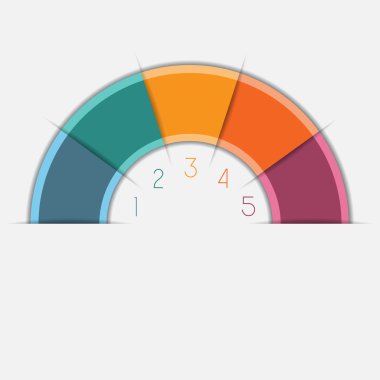 Infographic renk yarım daire 5 pozisyonlar