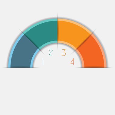 Infographic renk yarım daire 4 pozisyonlarına