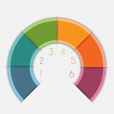 Infographic renk yarım daire 6 pozisyonları üzerinde