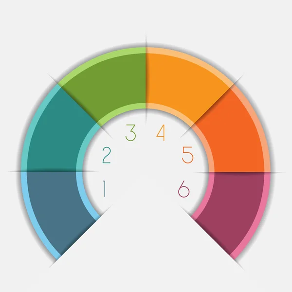 Semicírculo de cores infográficas em 6 posições — Fotografia de Stock