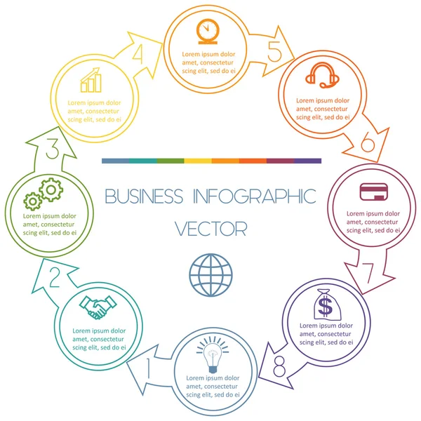 Ciklusok Infographic nyolc pozíciót — Stock Vector