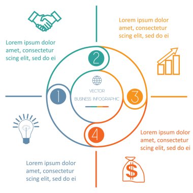 Çok renkli halka Infographic dört pozisyon