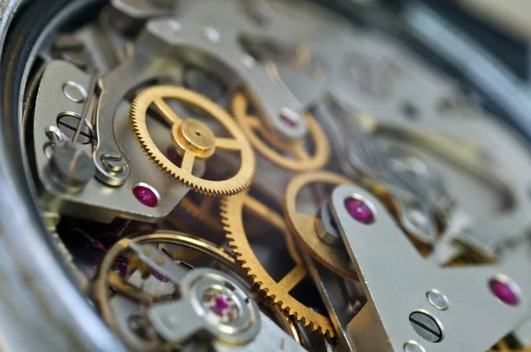 Metalen tandwielen in Clockwork, Concept Teamwork — Stockfoto