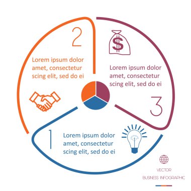 Infographic üç pozisyon Circle hatları