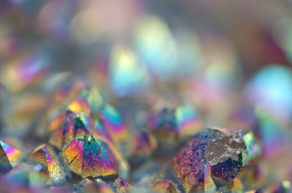 Multi-coloured crystals macro