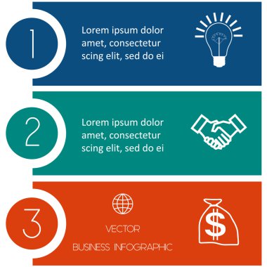 Üç pozisyon Infographic şablondan renkli şeritler