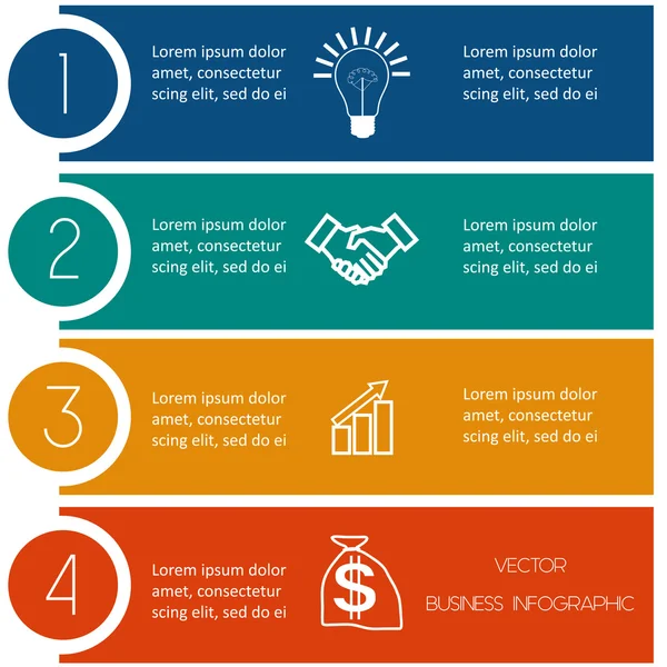 Infographic šablonu z pestré proužky čtyři pozice — Stockový vektor