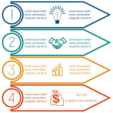 Colourful şablondan Infographic dört pozisyon hatları