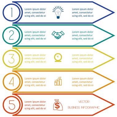 Colourful şablondan Infographic beş pozisyonlar hatları