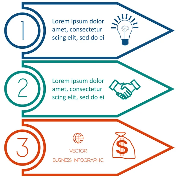 Infographic sjabloon van kleurrijke lijnen drie posities — Stockvector