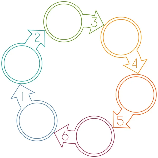 Six Circles with arrow from colourful lines — Φωτογραφία Αρχείου