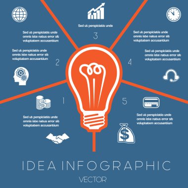 Ampul infographics şablon beş pozisyonlar