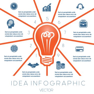 Ampul infographics şablonu dokuz pozisyonlar