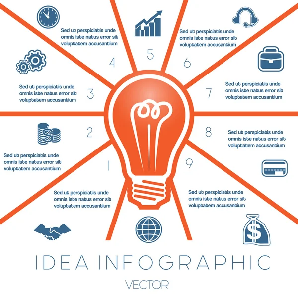 Izzó infographics sablon tíz pozíciók — Stock Vector