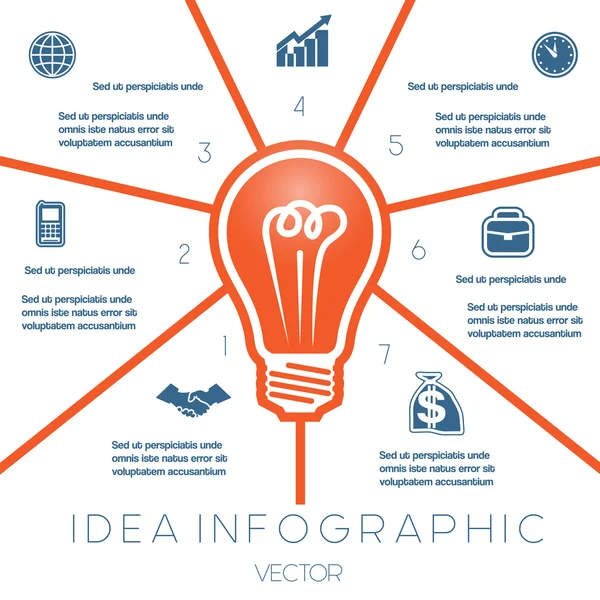 Ampul infographics şablon yedi pozisyonlar — Stok Vektör