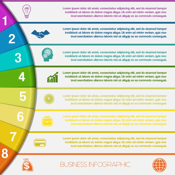 8 tiras y semicírculo colorido — Vector de stock