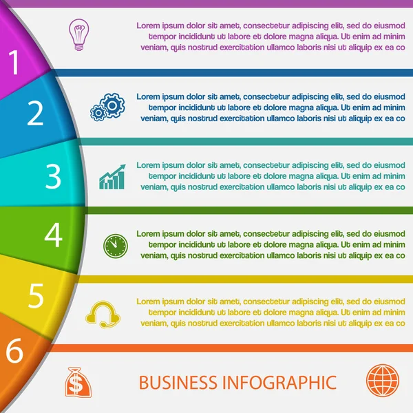 6 tiras y semicírculo colorido — Vector de stock