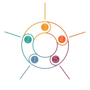 Çok renkli halka Infographic beş pozisyonlar