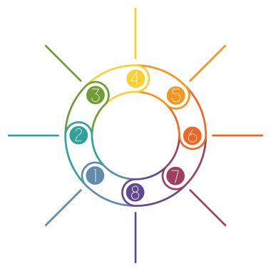 Çok renkli halka Infographic sekiz pozisyonlar