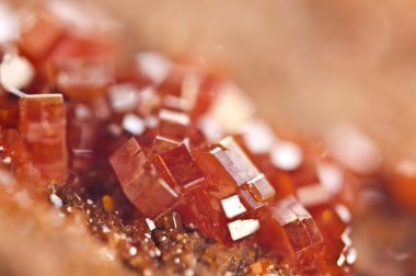 Kristalleri Vanadinite. Makro. Aşırı closeup