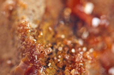 Kristalleri Vanadinite. Makro. Aşırı closeup