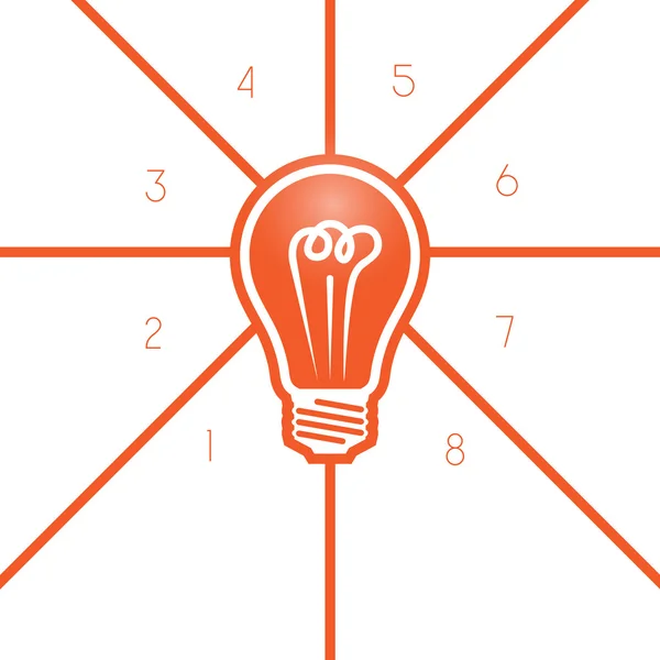 Light bulb mall 8 positioner för textområdet — Stockfoto