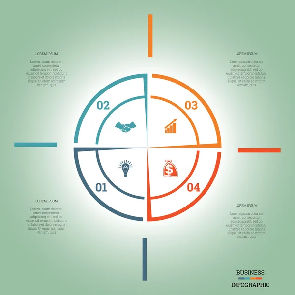 Infographic cirkeldiagram sjabloon kleurrijke cirkel vier posities — Stockvector
