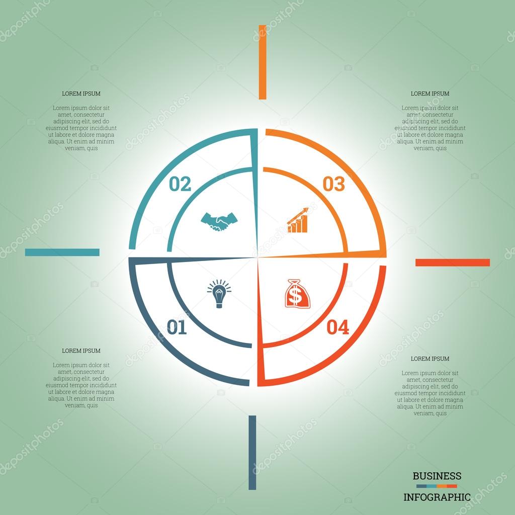Infographic Pie chart template colourful circle four positions