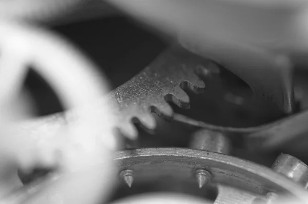 Cogwheels de metal, Blanco y Negro Macro Photo . — Foto de Stock