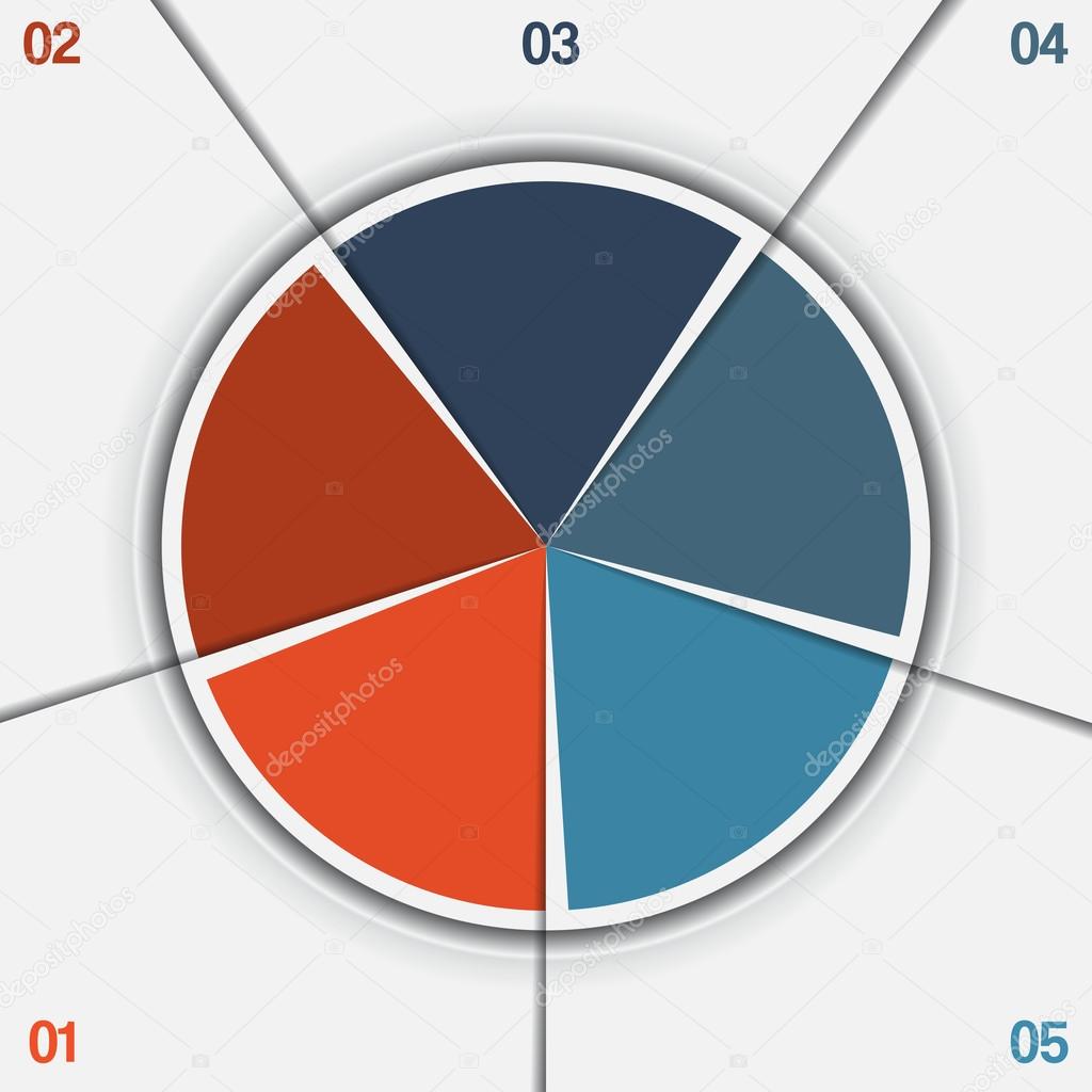Infographic Pie chart template 5 positions