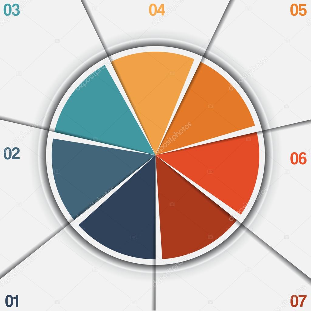 Infographic Pie chart template 7 positions