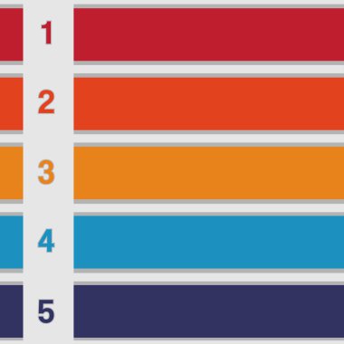 Renk infographics metin alanlarını beş pozisyonlar şeritler