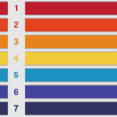 Renk infographics metin alanlarını yedi pozisyonlarına şeritler