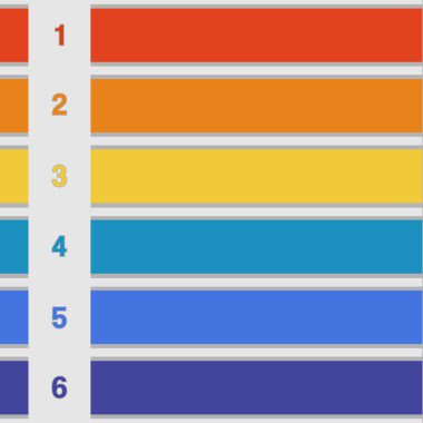 Renk infographics metin alanlarını altı pozisyonlar şeritler