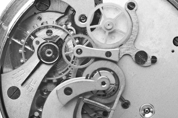 Cogwheel in metallo Meccanica Macro bianco e nero Foto . — Foto Stock