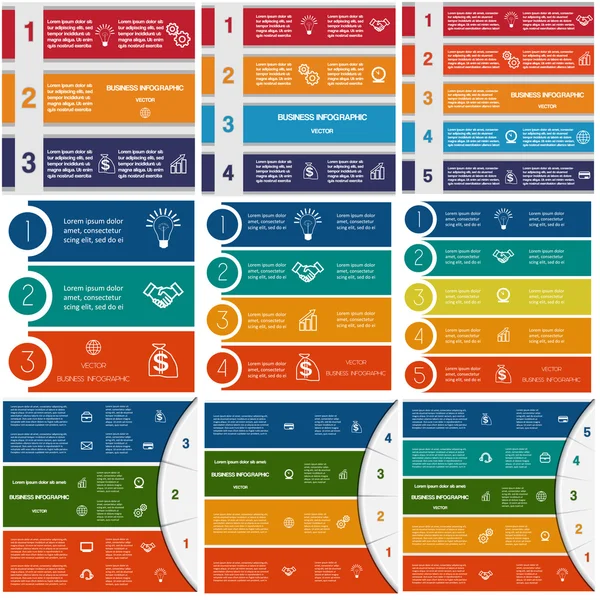 Infographics cyclic processes 3,4,5 options — Stock Vector