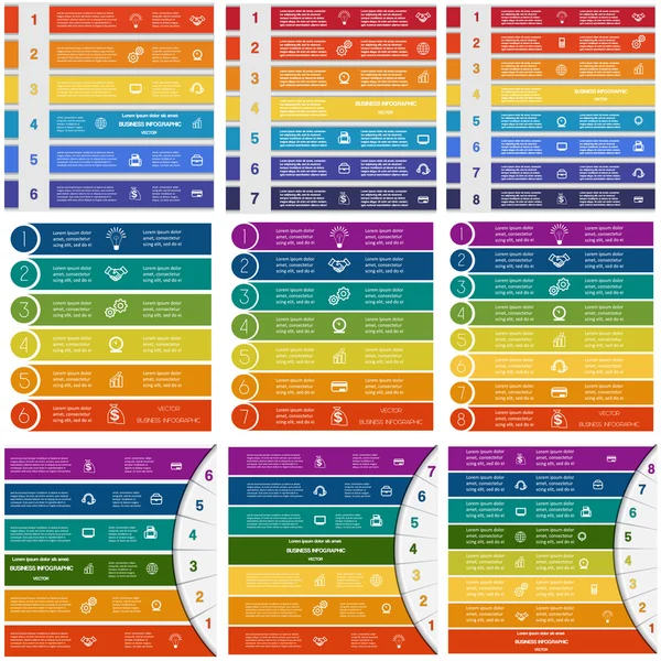 6, 7, 8에 Infographic 템플릿 위치 — 스톡 벡터