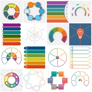 altı pozisyon için 16 vektör şablonları