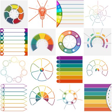 16 şablonları Infographics döngüsel işlemler yedi pozisyonlar
