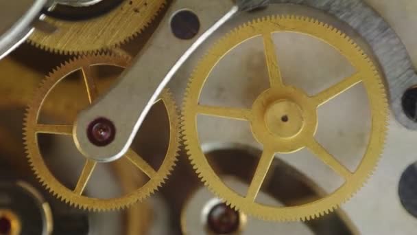 Metal cogwheels inside clockworkTick-Tick Sound. — Stock Video