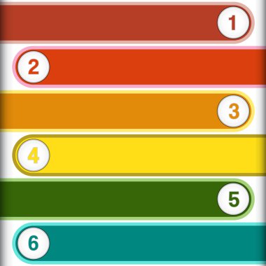 6 numbered multi-coloured strips clipart