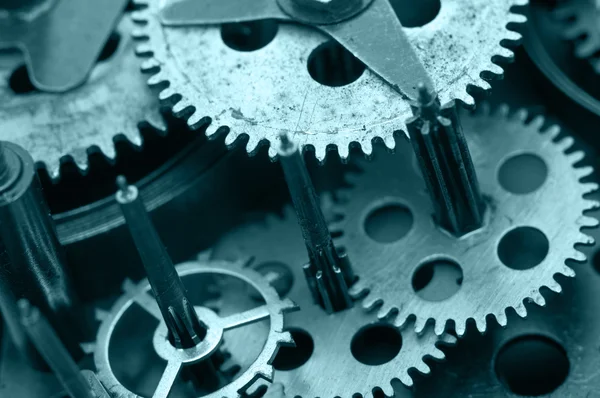 Gearwheels Clock Mechanism Concept Teamwork Idea Technology Macro — Stock Photo, Image